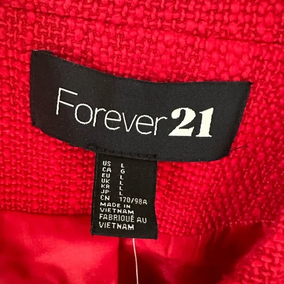 NWT Forever21 tweed red jacket - size L - Picture 5 of 8